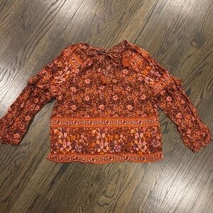 Ladies Floral Orange Peasant top by American Eagle (size Small)
